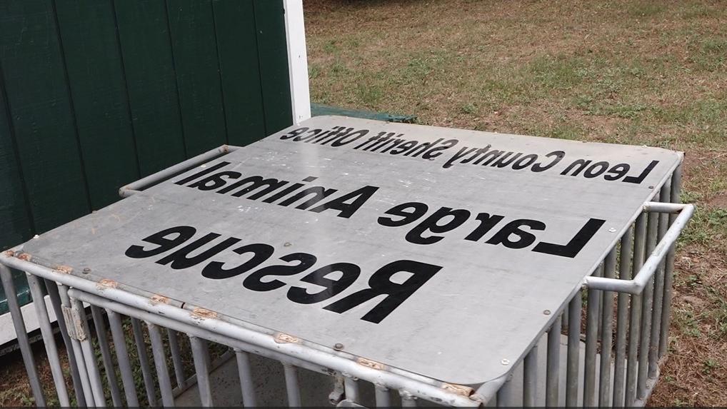 Metal Sign displays LCSO Large Animal Rescue 